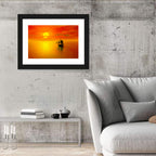 Old Sailboat Silhouette at Sunset Wall Art