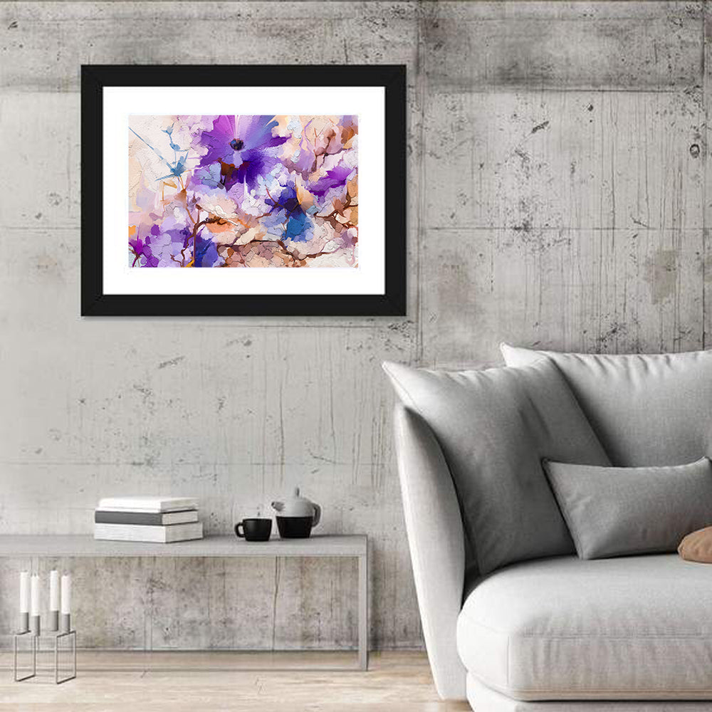 Spring Lavender Floral Study Wall Art in a room, landscape