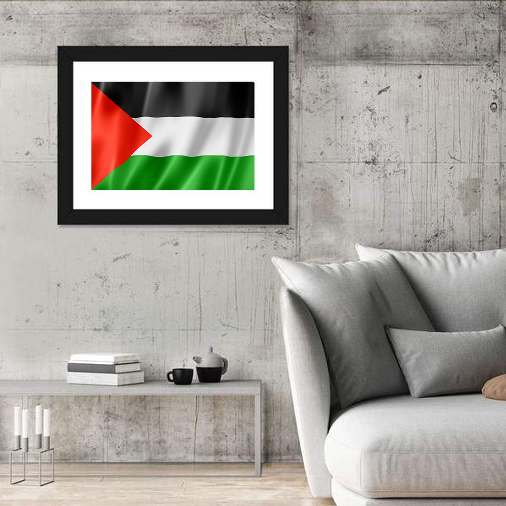 Palestine Flag Graphic Wall Art in a room, landscape