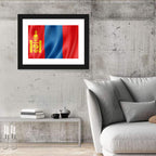 Mongolian Flag with Soyombo Emblem Wall Art