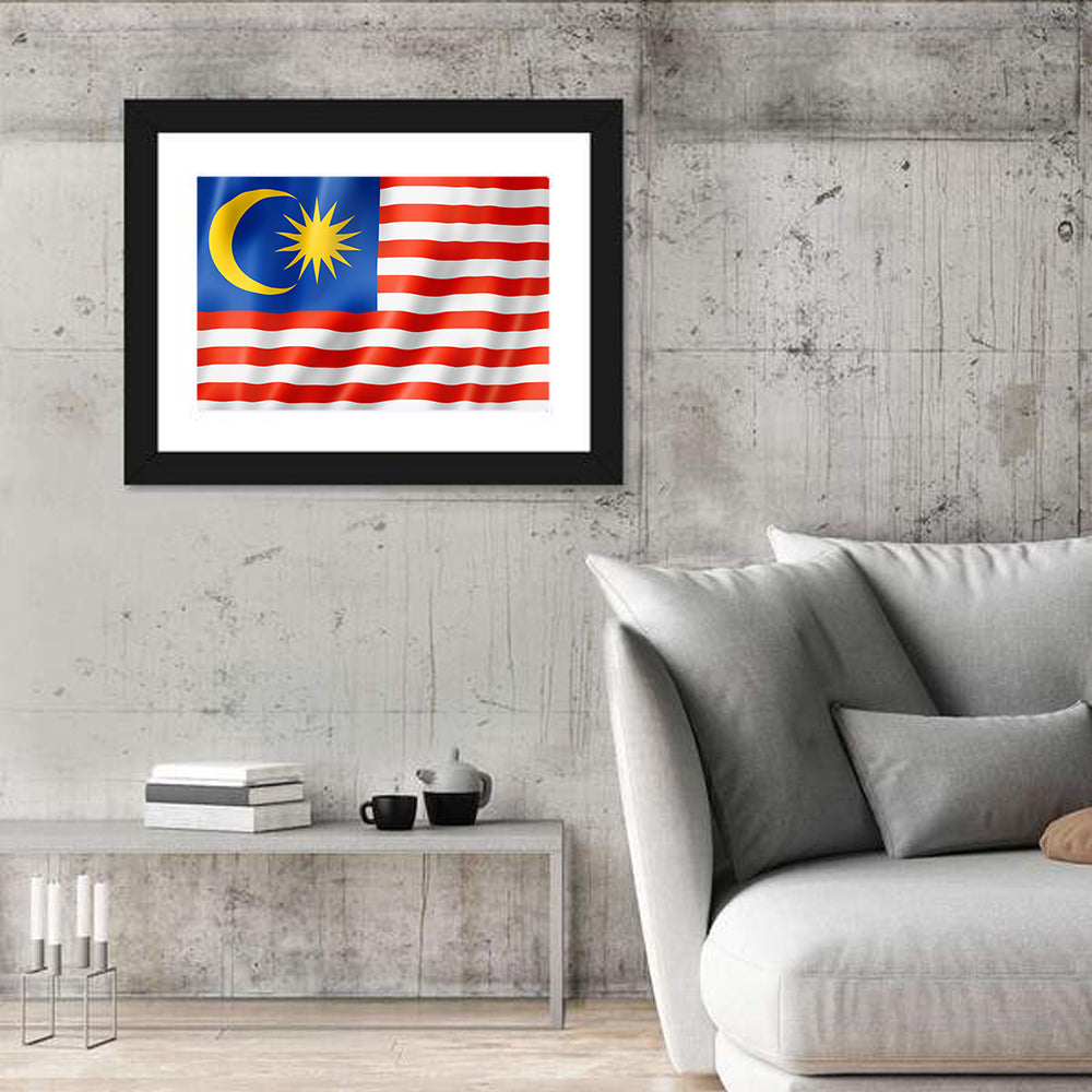 Malaysian Flag with Crescent and 14 Point Star Wall Art