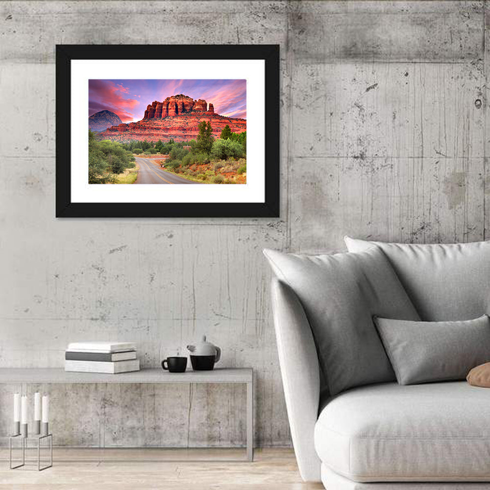 Drive Toward Cathedral Rock, Sedona Wall Art in a room, landscape