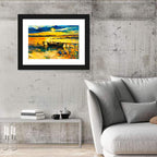 Sunset Boat at Jetty Oil Painting Wall Art
