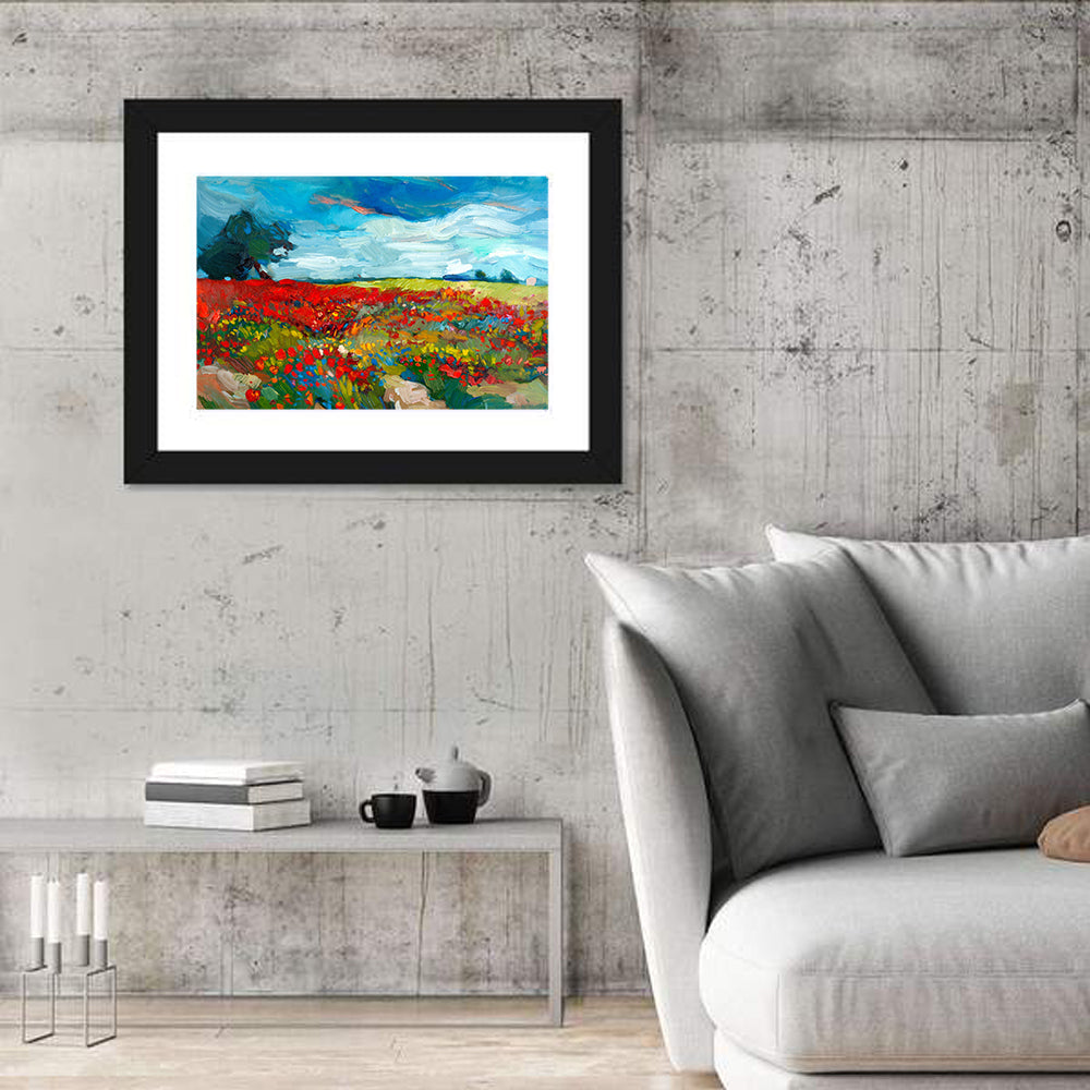 Impressionist Poppy Field Wall Art