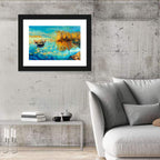 Rowboats and Reeds on Blue Lake Wall Art