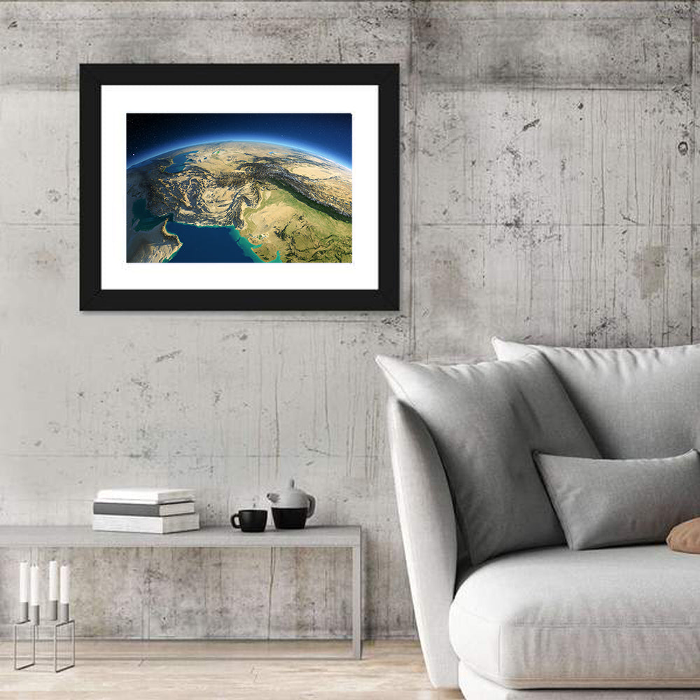 South Asia Topographic Map Wall Art in a room, landscape