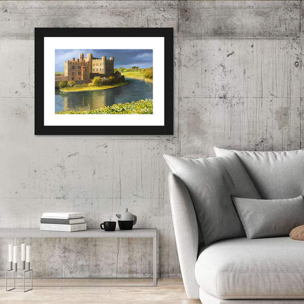 Castle Reflected Over Flower Meadow Wall Art