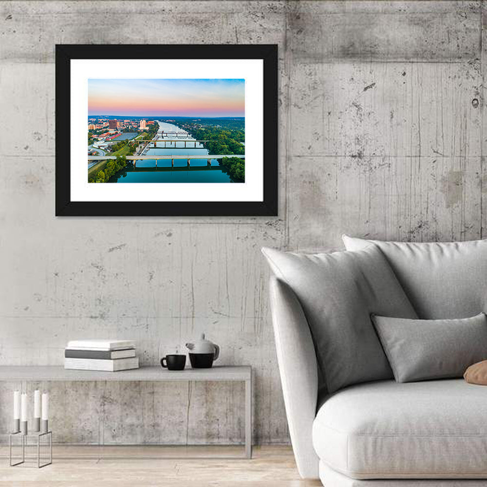 Augusta Savannah River Skyline Wall Art in a room, landscape