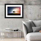 Tree Silhouette Under Nebula Sky Wall Art