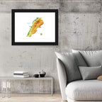 Lebanon Terrain Map Wall Art