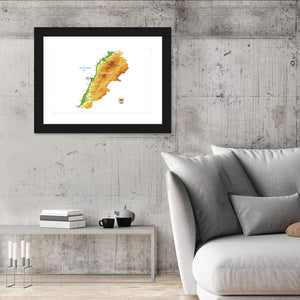 Lebanon Physical Map Wall Art