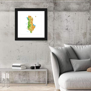 Albania Physical Map Wall Art