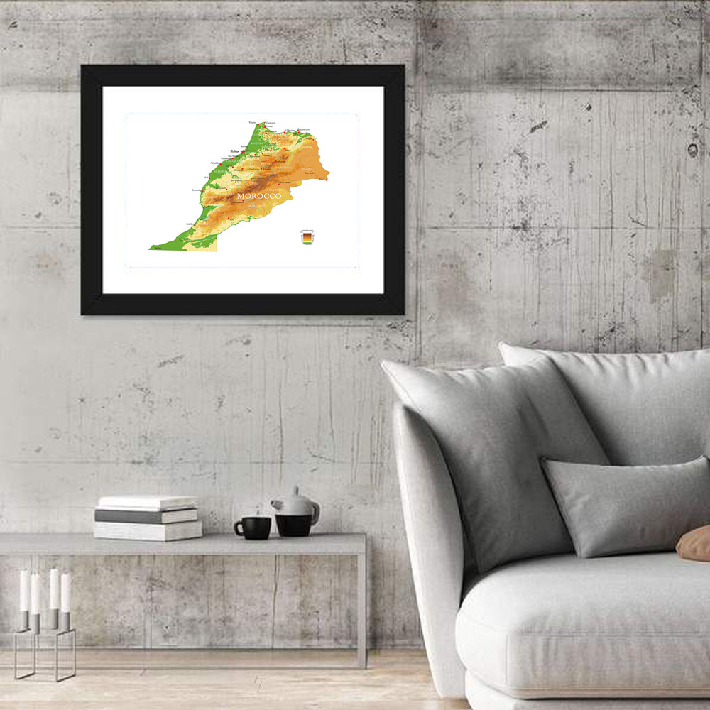 Morocco Topographic Map Wall Art