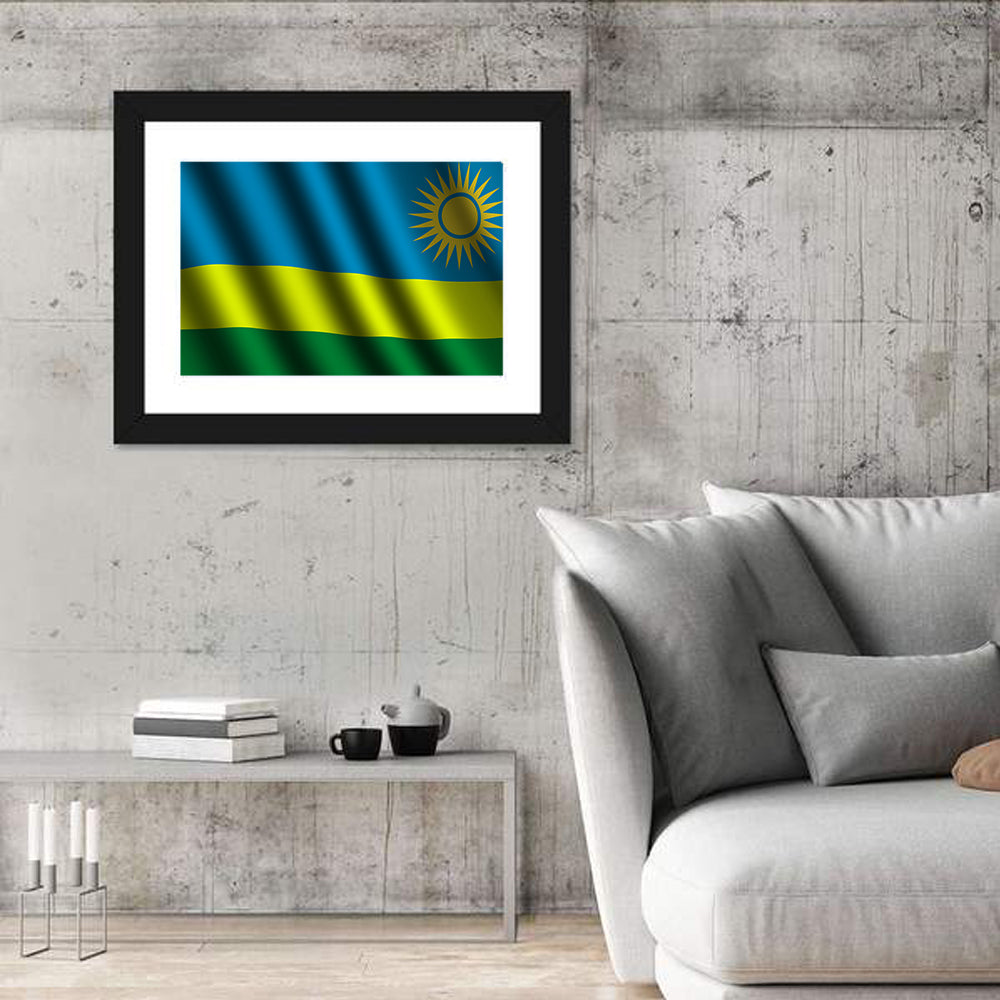 Rwandan Flag with Golden Sun Wall Art