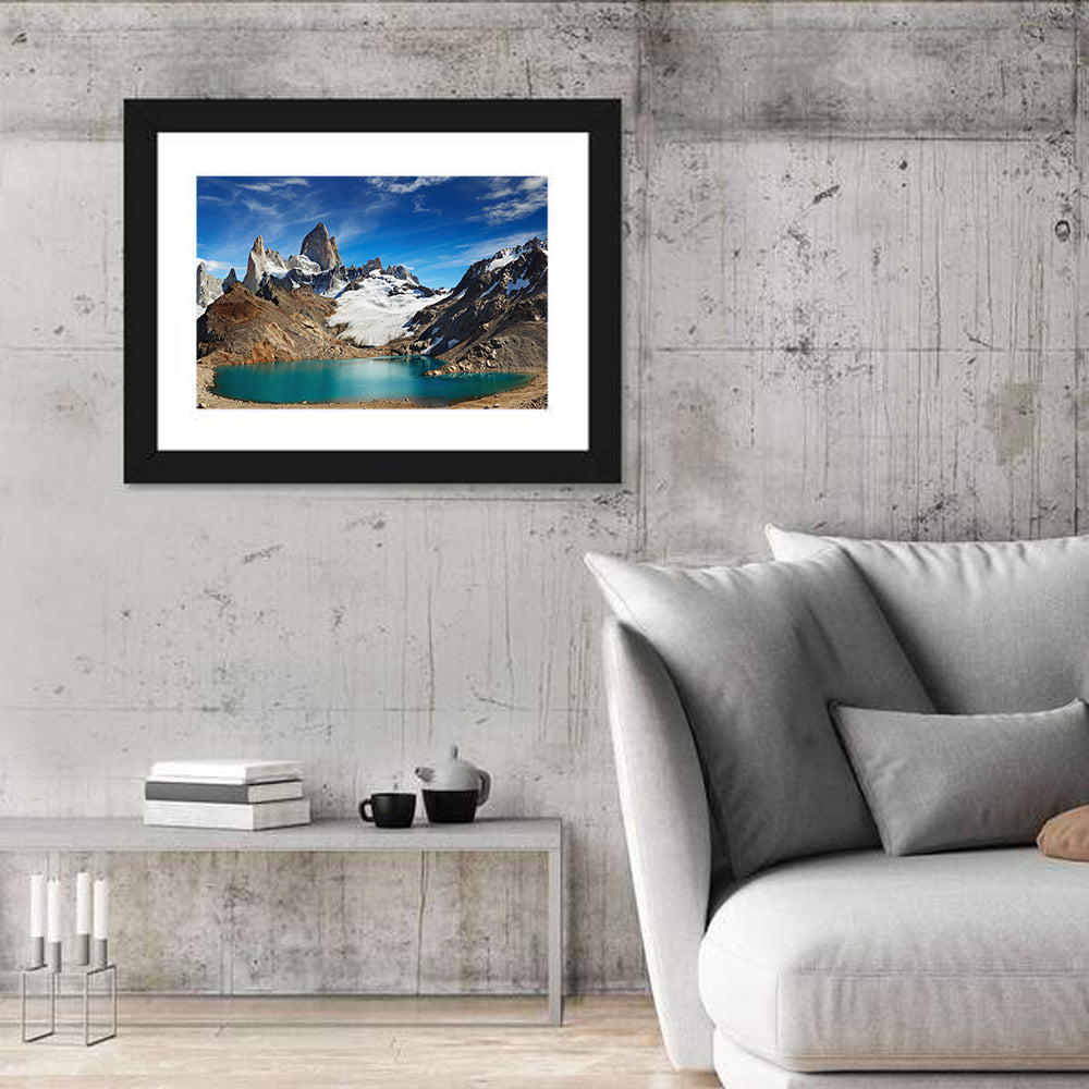 Turquoise Laguna and Fitz Roy, Los Glaciares Wall Art in a room, landscape