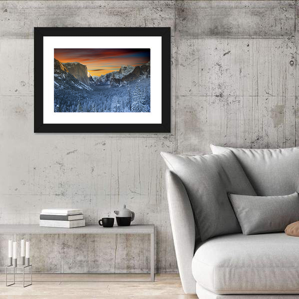 Yosemite Valley Winter Sunset Wall Art