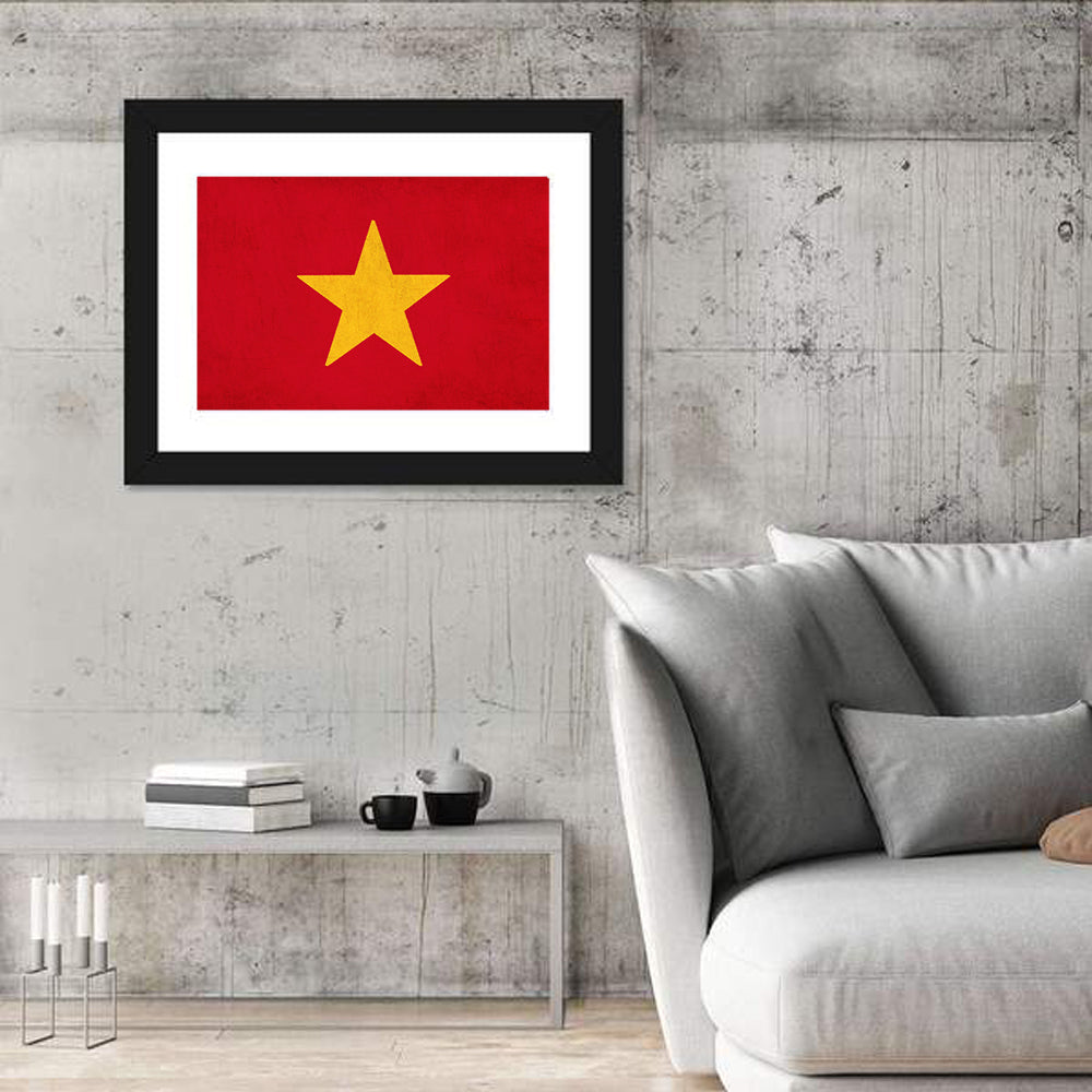 Vietnamese Flag Graphic Wall Art in a room, landscape