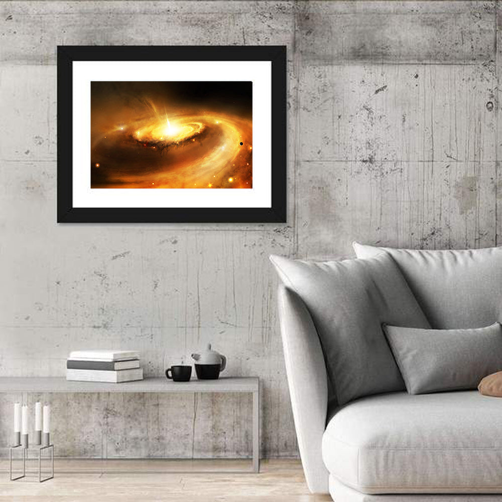 Galaxy Core with Golden Flare Wall Art