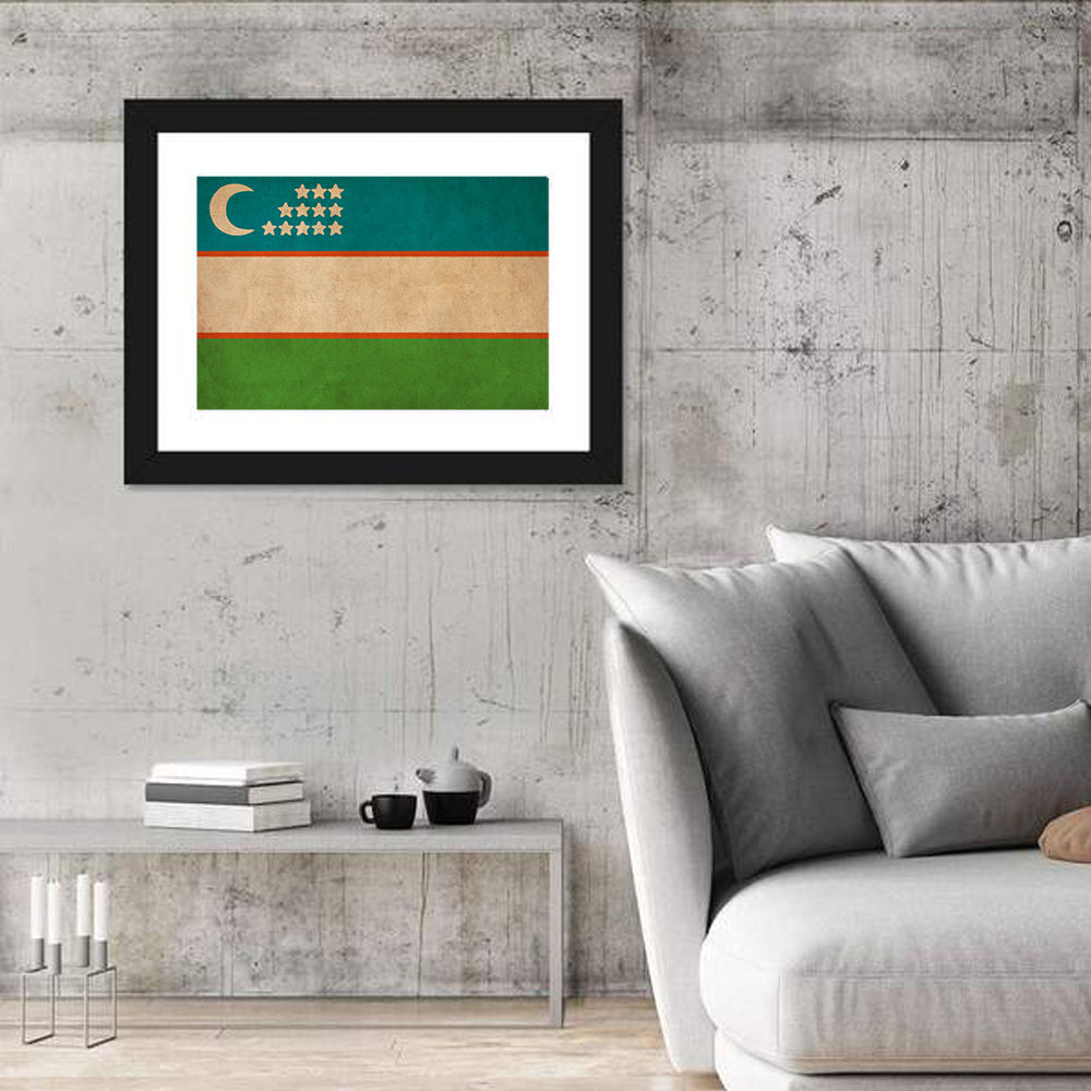 Uzbekistan Flag with Crescent and Stars Wall Art