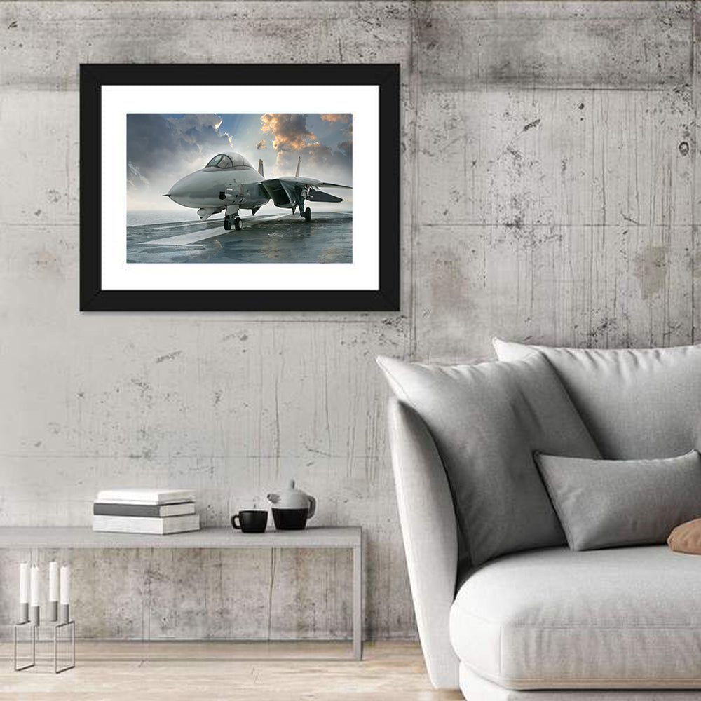 Swept-wing Jet on Flight Deck Wall Art in a room, landscape