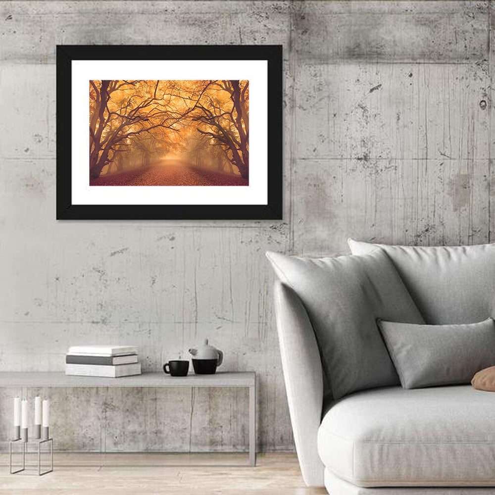 Golden Autumn Forest Path Wall Art