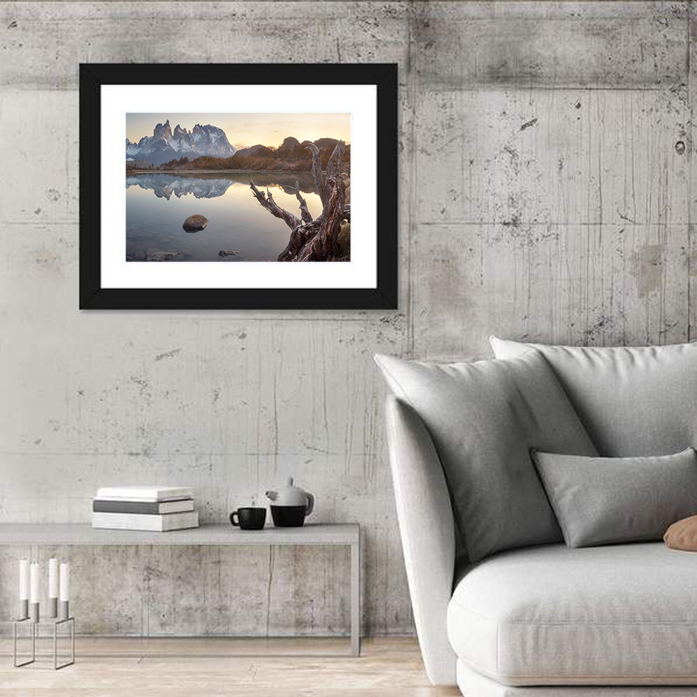 Cuernos Peaks and Driftwood, Pehoe Lake Wall Art