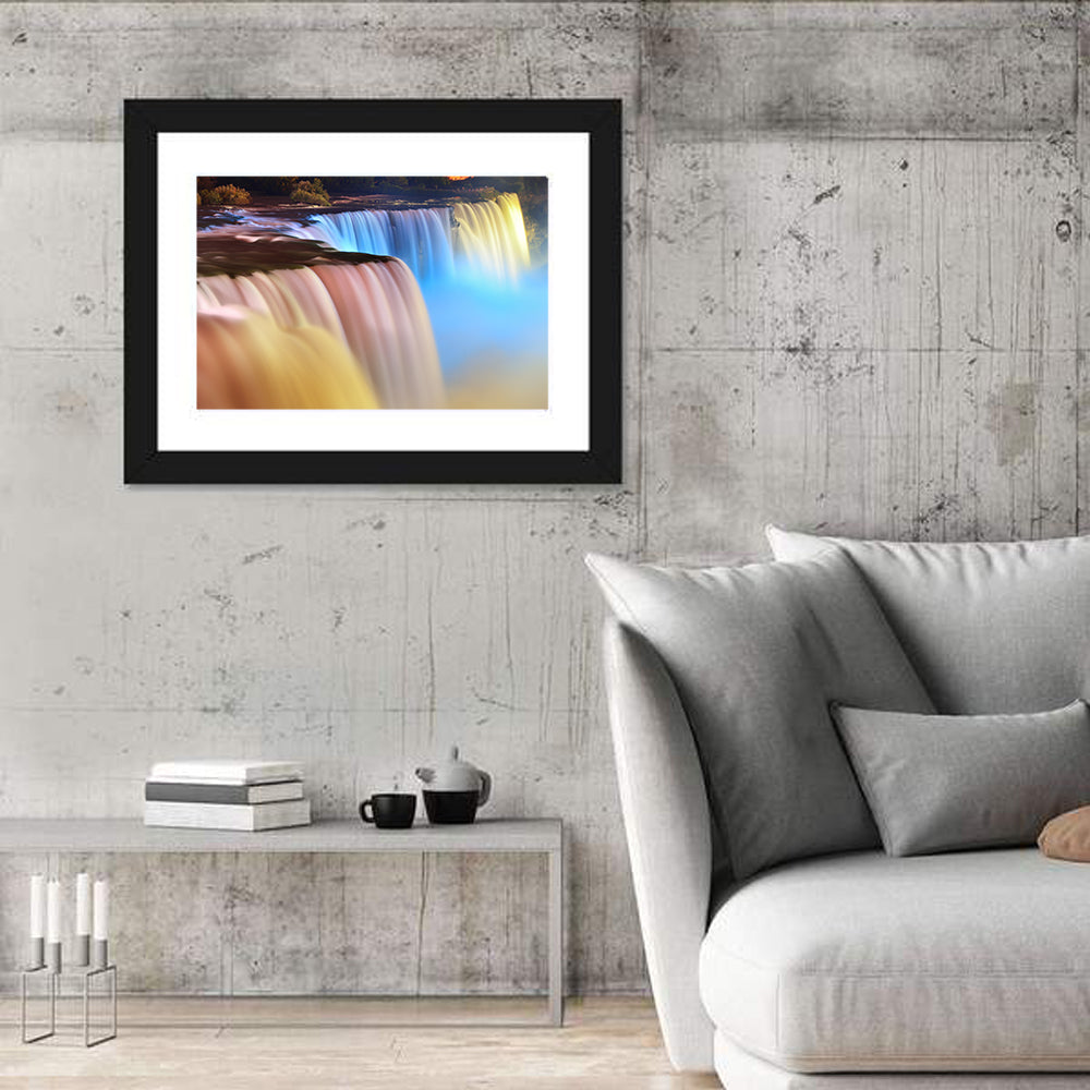Niagara Falls Nightscape Wall Art in a room, landscape