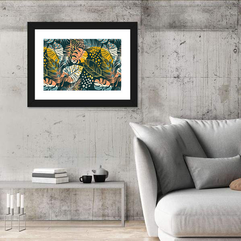 Tropical Monstera Palm Pattern Wall Art