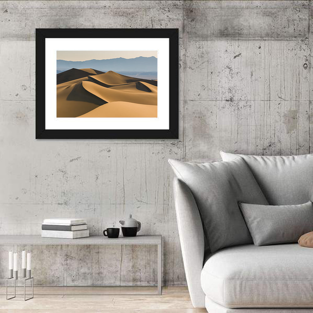 Death Valley Sand Dunes Wall Art in a room, landscape