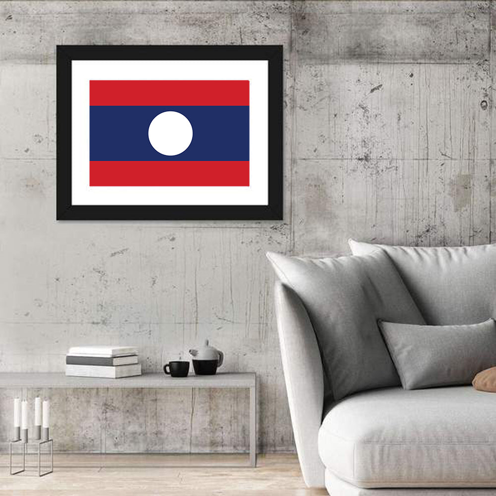Laos Flag Minimalist Graphic Wall Art