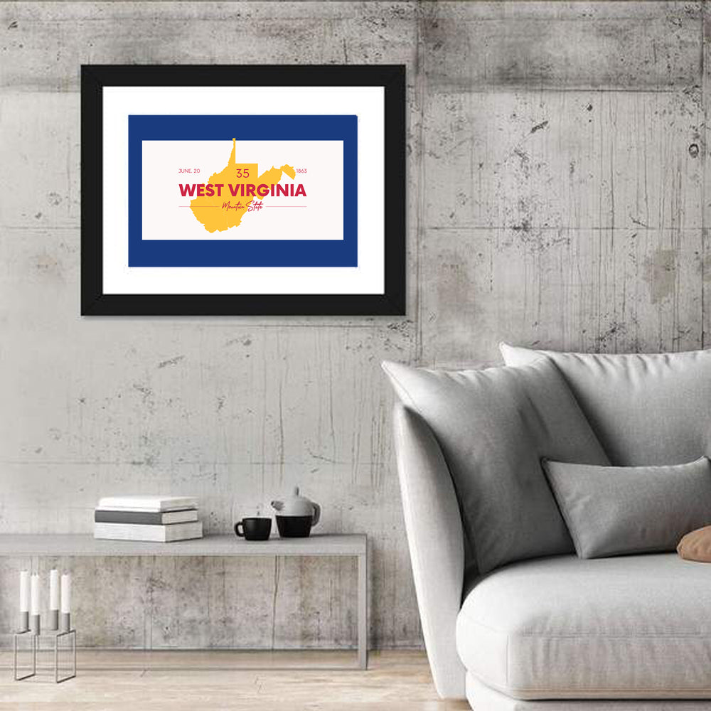 West Virginia Map Wall Art