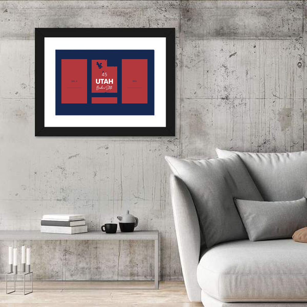 Utah State Map Graphic Wall Art in a room, landscape