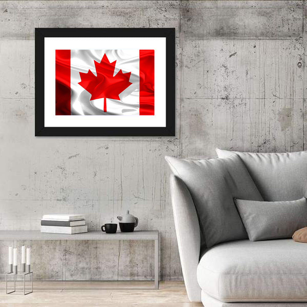 Waving Canadian Flag Wall Art in a room, landscape