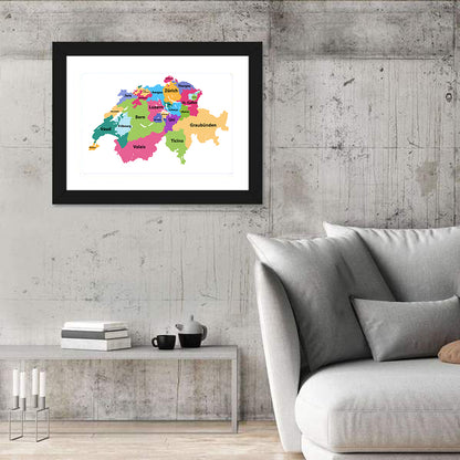 Vector Map Of Switzerland Wall Art