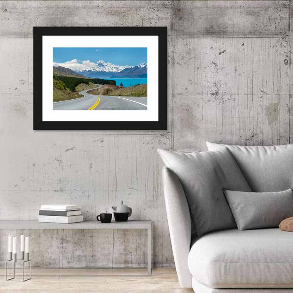 Road to Aoraki Mount Cook Wall Art in a room, landscape