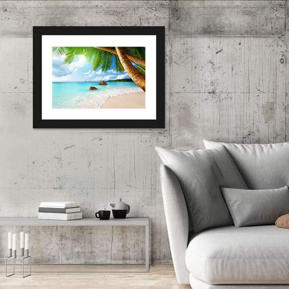 Anse Lazio Beach Wall Art in a room, landscape