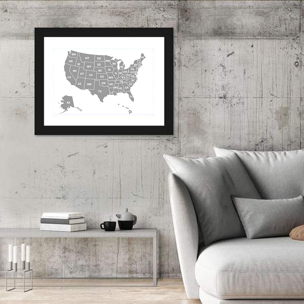 United States Map Wall Art in a room, landscape