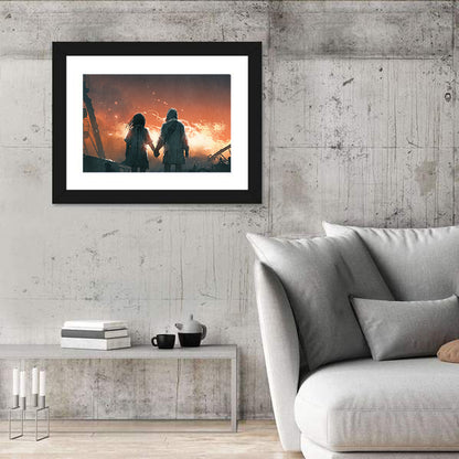 Lovers Looking At Fire Flames Wall Art