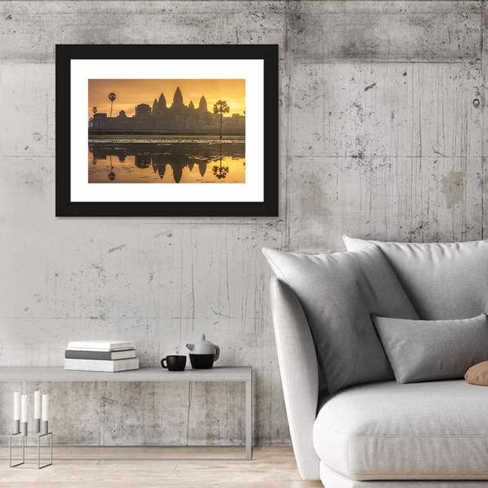 Angkor Wat Reflection at Sunrise Wall Art in a room, landscape