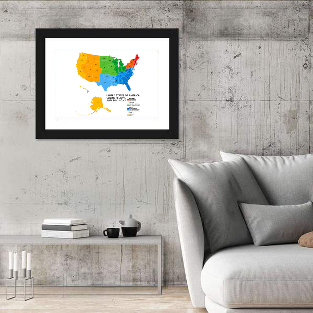 United States Political Map Wall Art in a room, landscape
