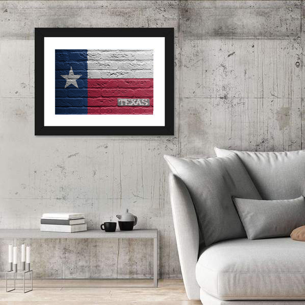 Texas Flag on Weathered Brick Wall Art