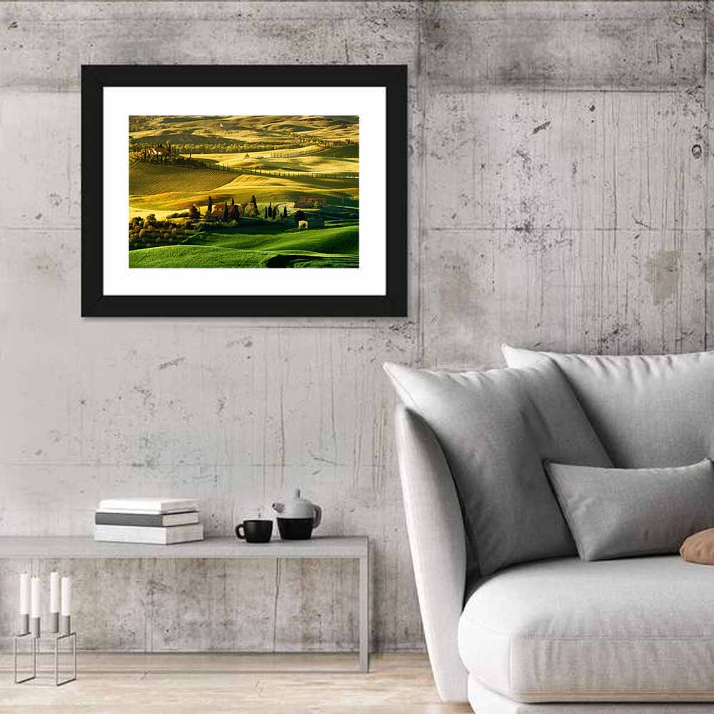 Tuscany Fields at Golden Hour Wall Art
