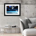Earth and Moon Over Clouds Wall Art