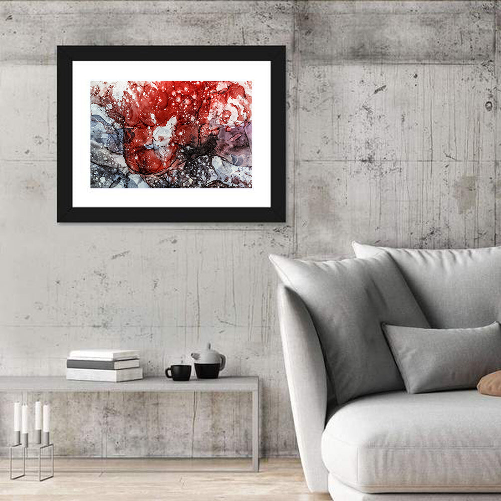 Maroon and Gray Alcohol Ink Abstract Wall Art