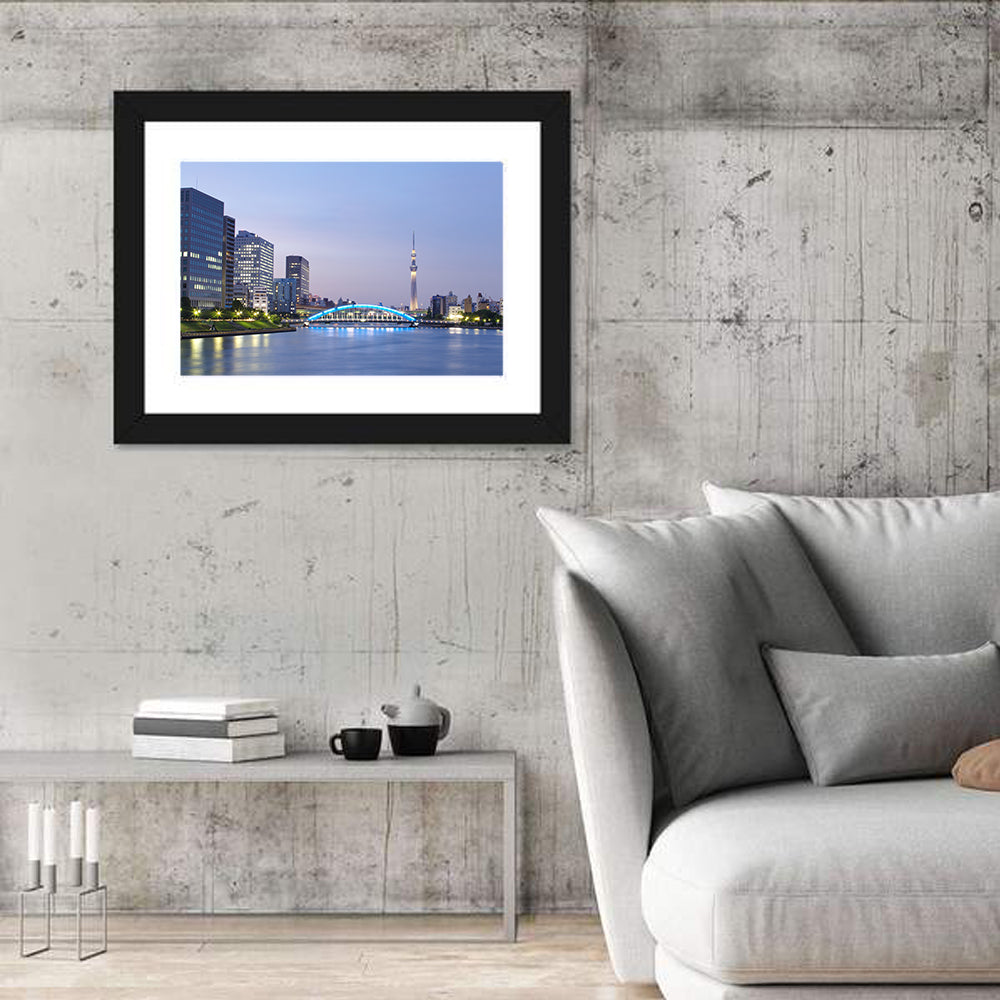 Tokyo Skyline at Dusk Wall Art in a room, landscape
