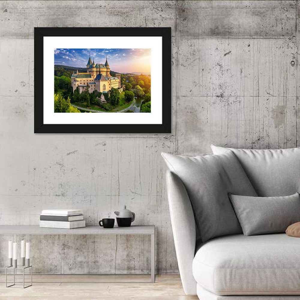 Bojnice Castle at Sunset Wall Art in a room, landscape