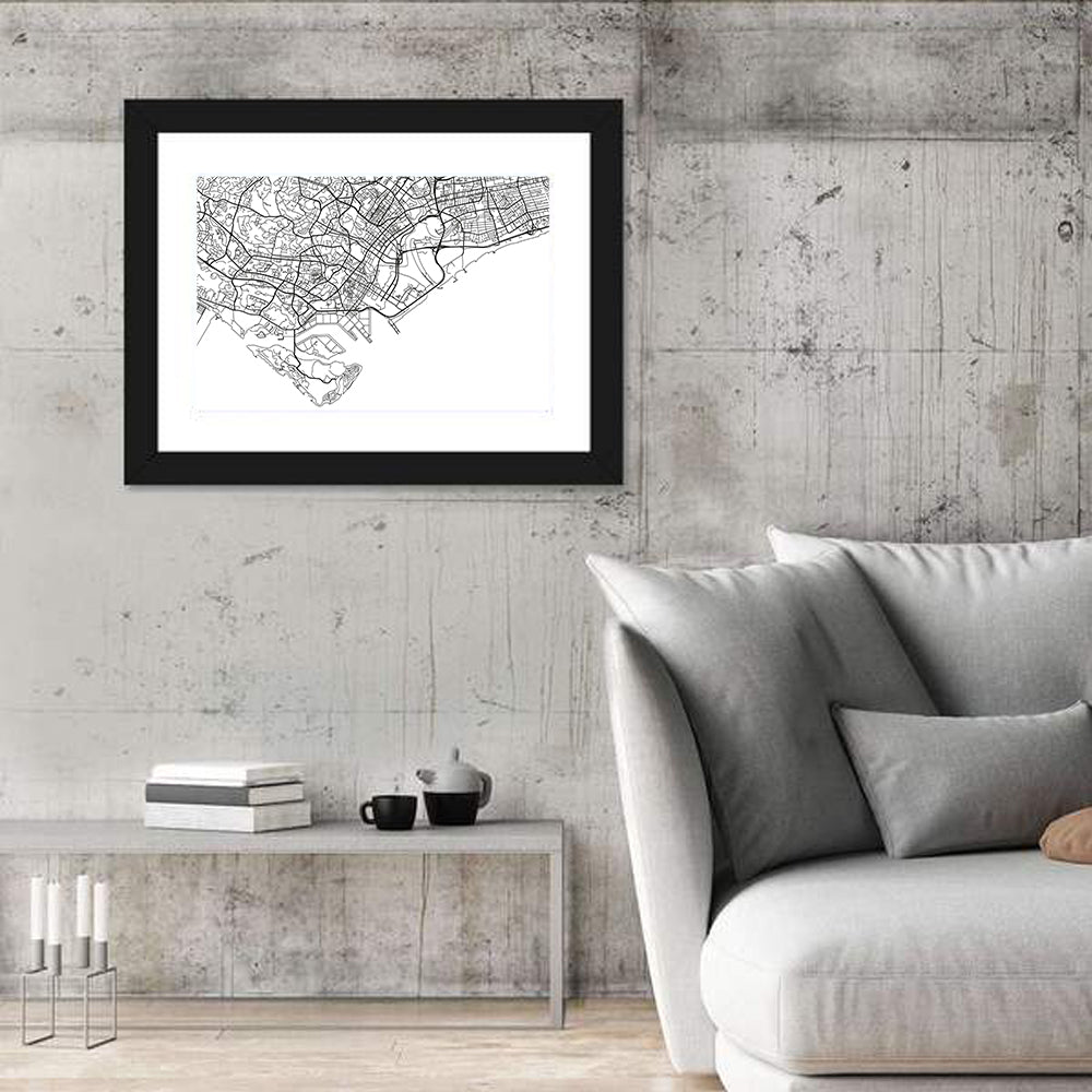 Singapore City Map Wall Art