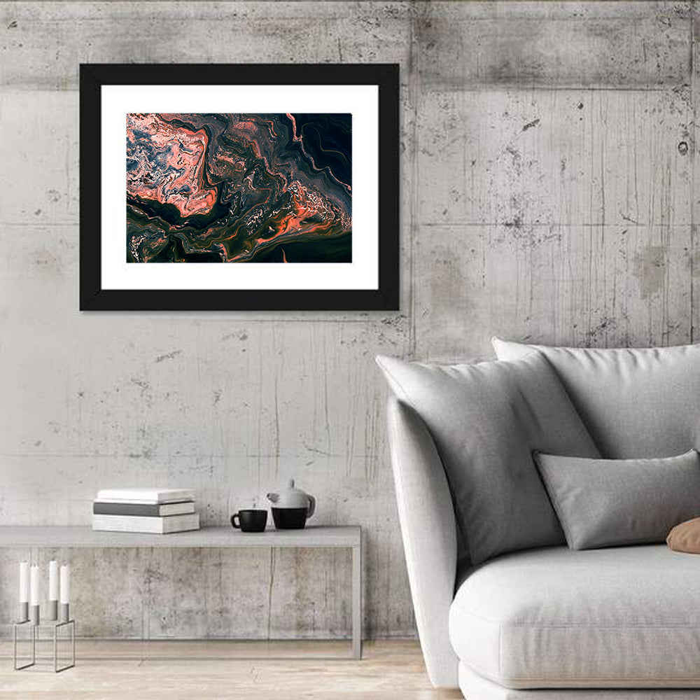Moody Wavy Marble Texture Wall Art in a room, landscape