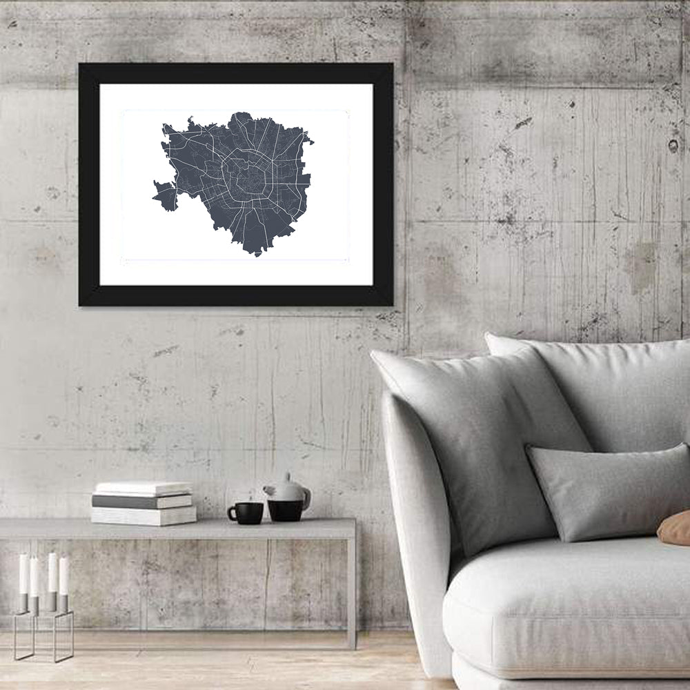 Milan City Map Wall Art in a room, landscape