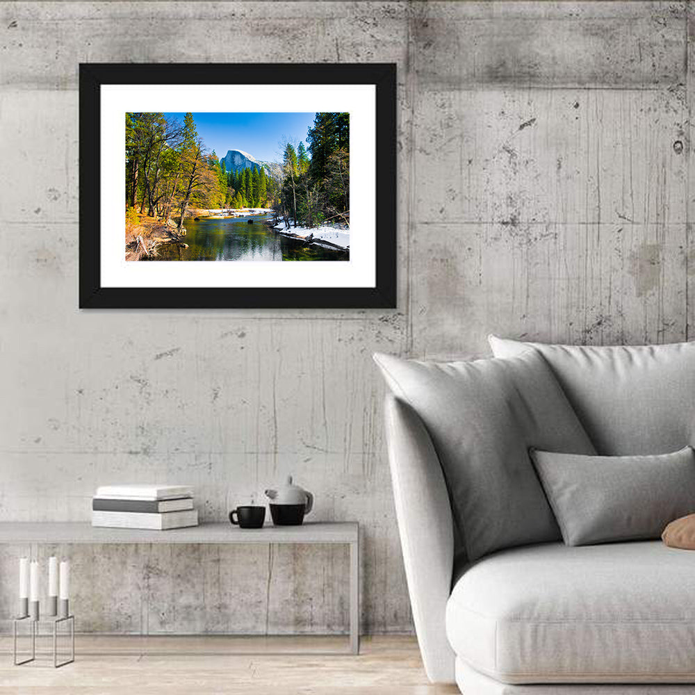 Half Dome Reflection, Yosemite Wall Art in a room, landscape